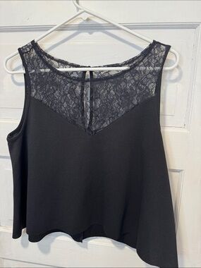 Express Black Lace Yoke Sleeveless Top